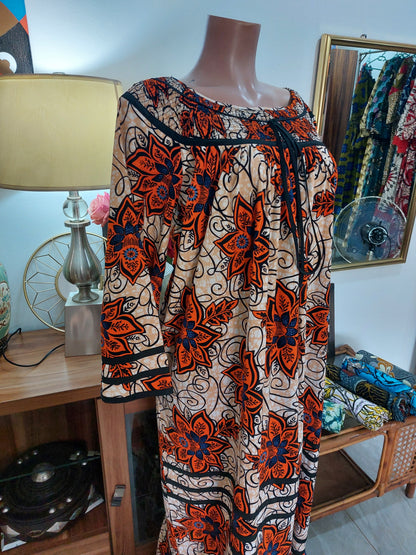 Maxi robe wax taille gabonaise