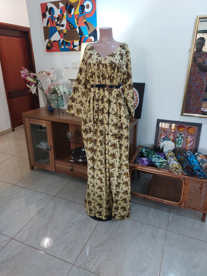 Maxi robe wax taille gabonaise