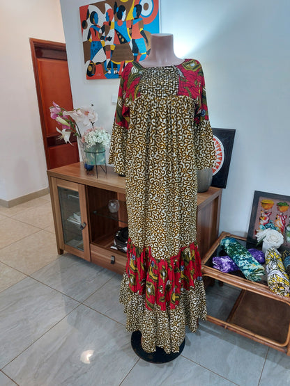 Maxi robe wax taille gabonaise