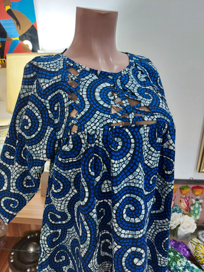 Maxi robe wax taille gabonaise