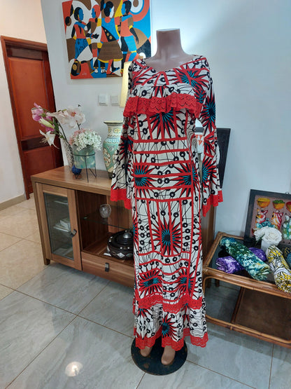 Maxi robe wax taille gabonaise