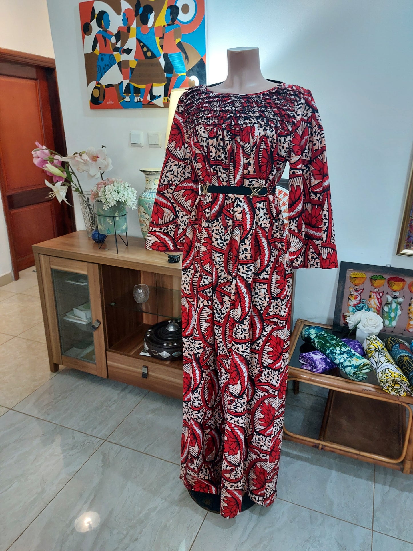 Maxi robe wax taille gabonaise