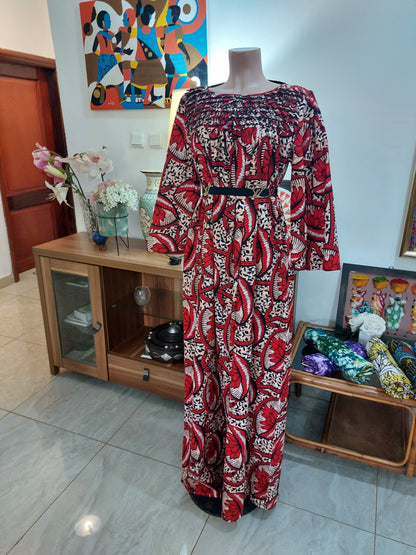 Maxi robe wax taille gabonaise
