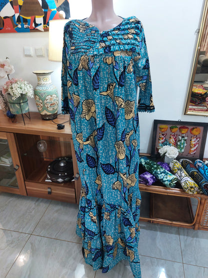 Maxi robe wax taille gabonaise